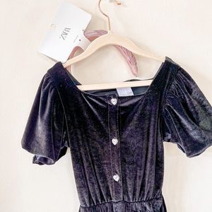 Brand New with tags Zara kids black velvet jumpsuit & Blush headband bundle